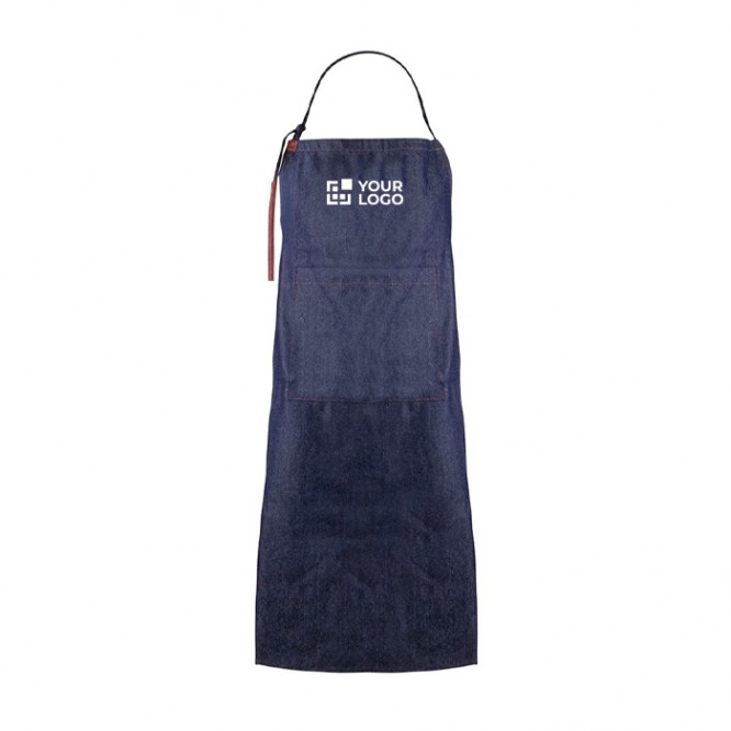 Delantal hecho de algodón denim con detalles en PU 190 g/m2