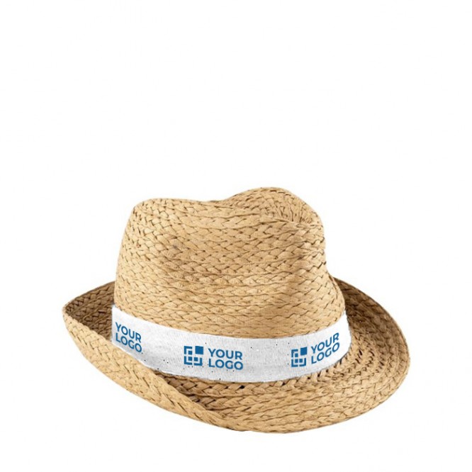 Sombrero de paja ajustable con cinta a color personalizable vista principal