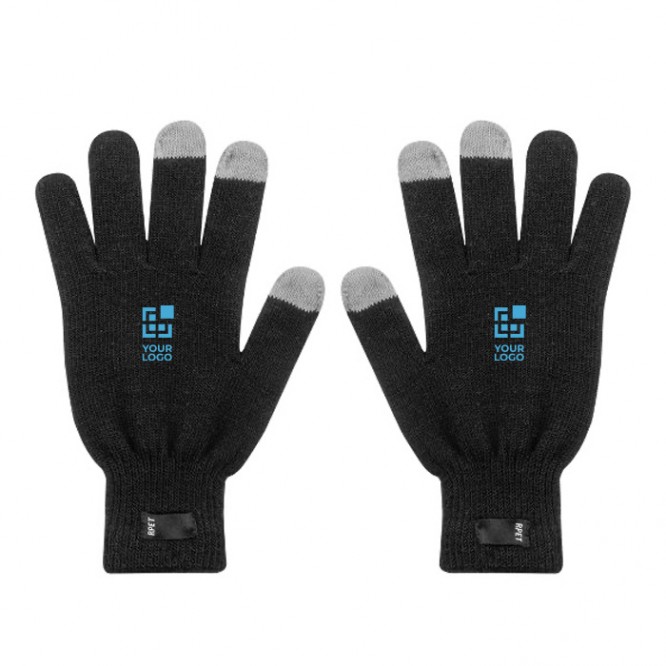 Guantes de RPET con punteras aptas para el uso de pantalla táctil color negro vista principal