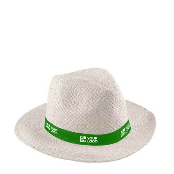 Clásico sombrero de papel de ala ancha con cinta personalizable