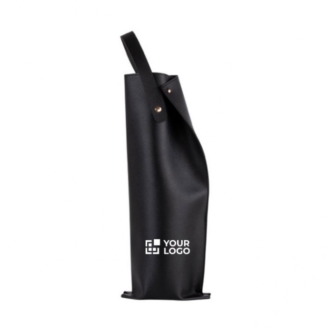 Funda para botellas de vino de cuero sintético con asa y fuelle
