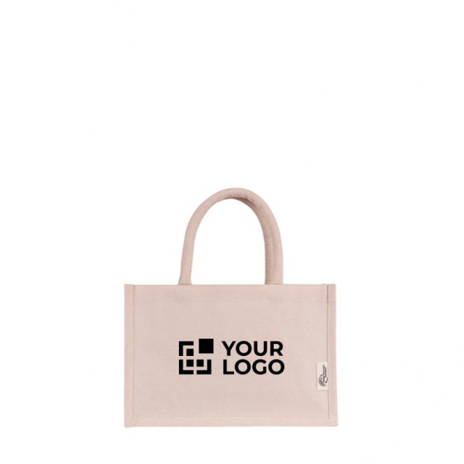 Bolsa pequeña de algodón reciclado para personalizar con asa corta