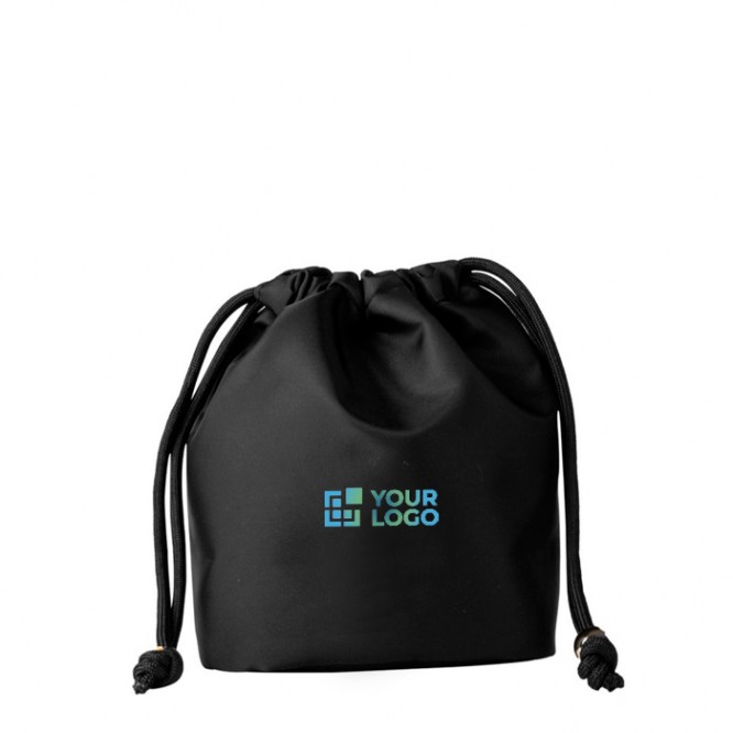 Bolsa pequeña de nylon con elegante cierre de cordones negros
