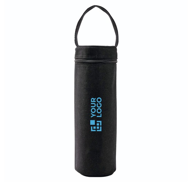 Funda térmica negra para botella con asa de transporte