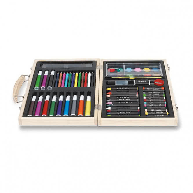 Set pinturas en caja de madera