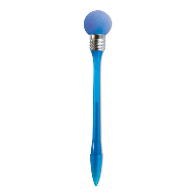 Bolígrafo publicitario de color con bombilla color Azul