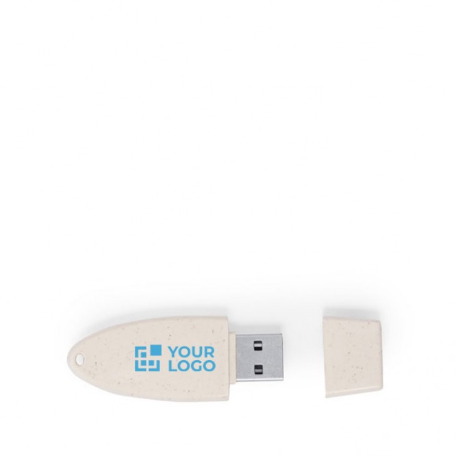 USB ecólogico con tapón y hecho de caña de trigo
