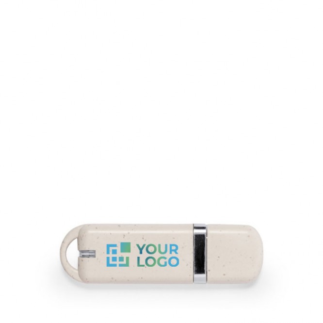 Memoria USB con carcassa de paja de trigo y tapón de cierre