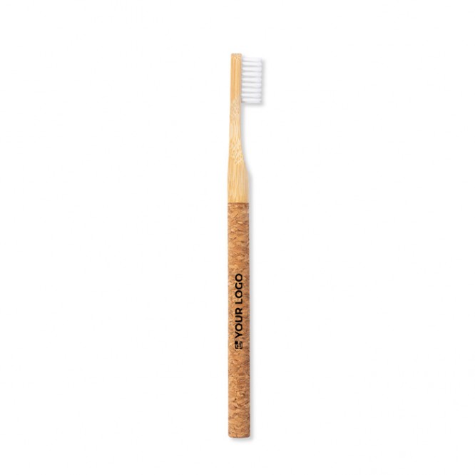 Cepillo de dientes de corcho y bambú color natural segunda vista