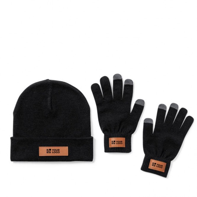 Set de gorro y guantes con dedos táctiles vista principal