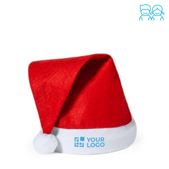 Gorro de poliéster de Papá Noel rojo y blanco para niños