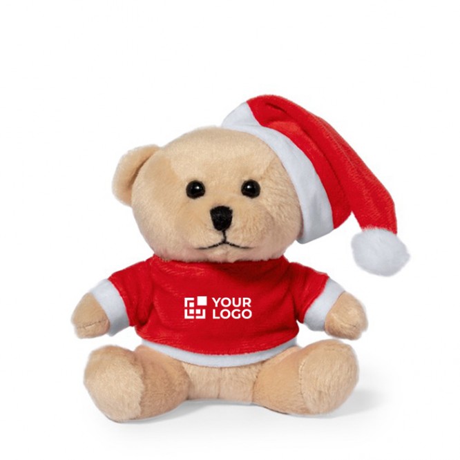 Oso de peluche con gorro de papá Noel y camisa personalizable