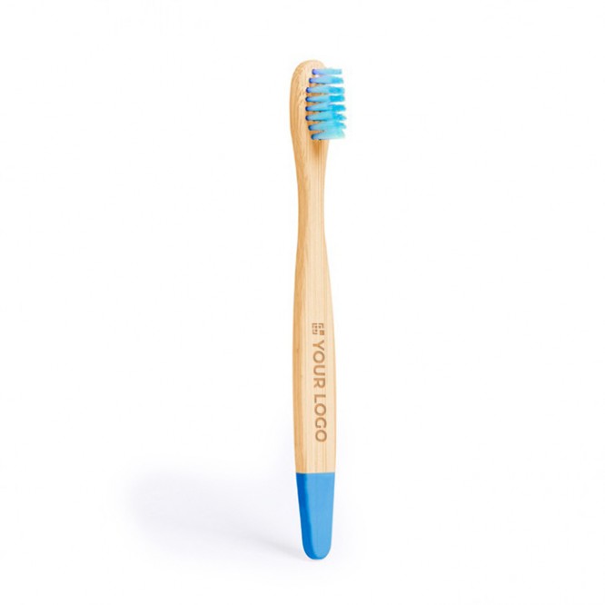 Cepillo de dientes para niños de bambú con detalles a color