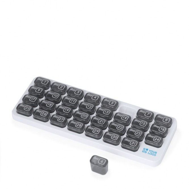 Pastillero mensual en forma de teclado de ordenador con 31 celdas