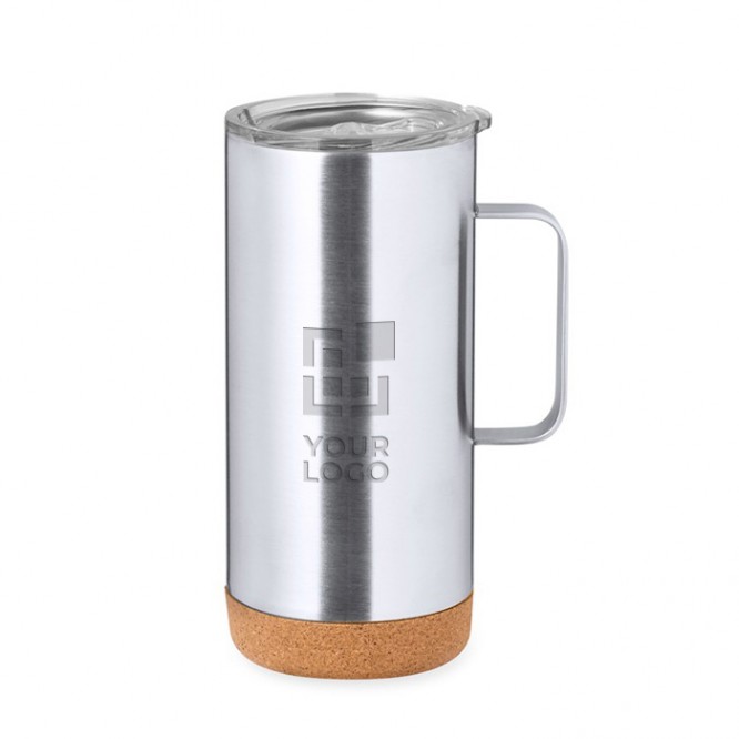 Taza de acero inox reciclado doble pared con base de corcho 450ml