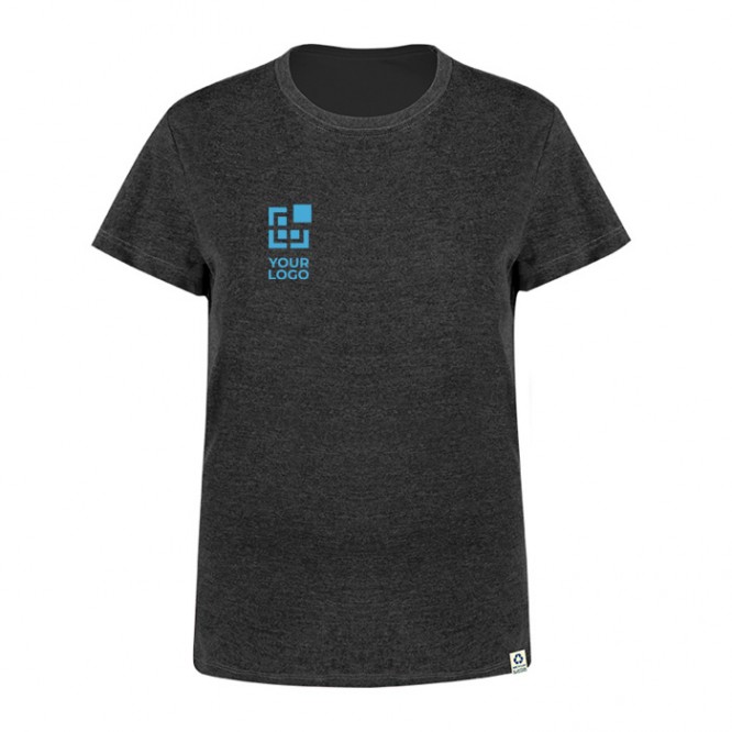 Camiseta promocional de algodon reciclado y RPET para mujer 150 g m2