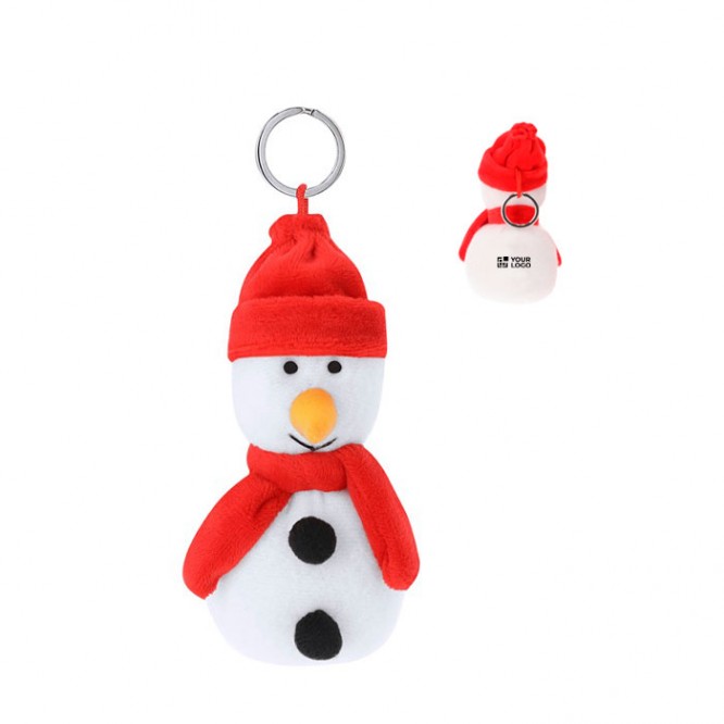 Llavero navideño de peluche en forma de muñeco de nieve personalizable