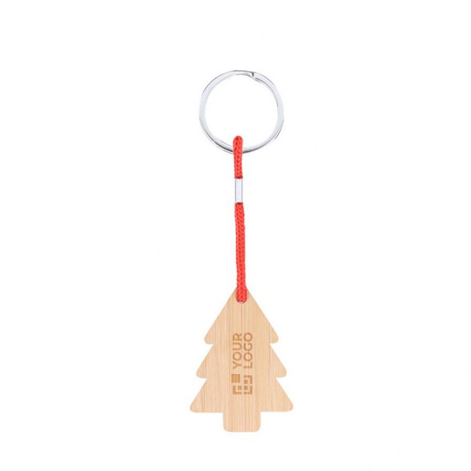 Llavero navideño de bambú en forma de árbol de navidad personalizable