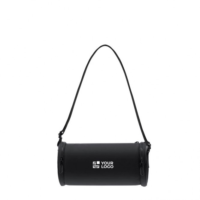 Bolso bandolera cilíndrico de PU con bolsillos de acceso rápido