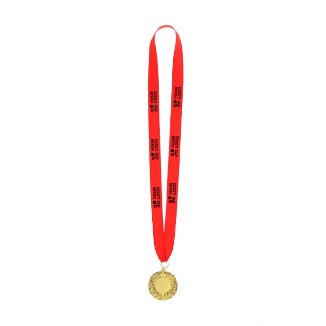 Medalla ganadora de acabado dorado con relieve en el borde