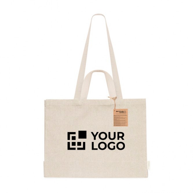 Bolsa de algodón reciclado con fuelle y doble asa 150 g/m2 Bolsa de algodón reciclado con fuelle y doble asa 150 g/m2