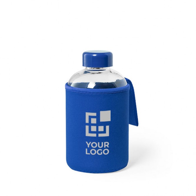 Bidón de cristal con funda de softshell color azul