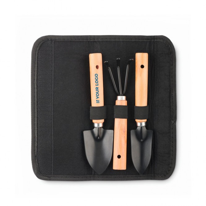 Set de 3 herramientas de jardinería en bolsa de fieltro RPET
