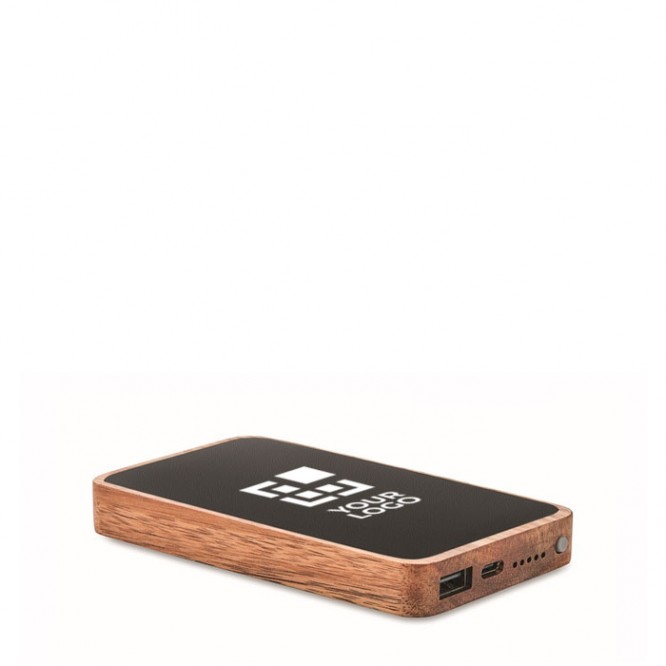 Cargador inalámbrico rectangular de madera de acacia 15W vista de impresión