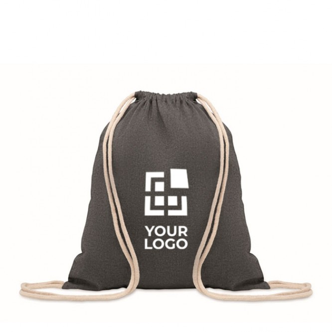 Bolsa de cuerdas de algodón reciclado y cuerdas color natural 140 g/m2 vista de impresión