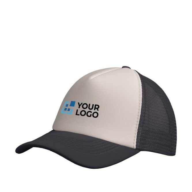 Gorra de beisbol en poliéster con parte frontal en blanco 150 g/m2