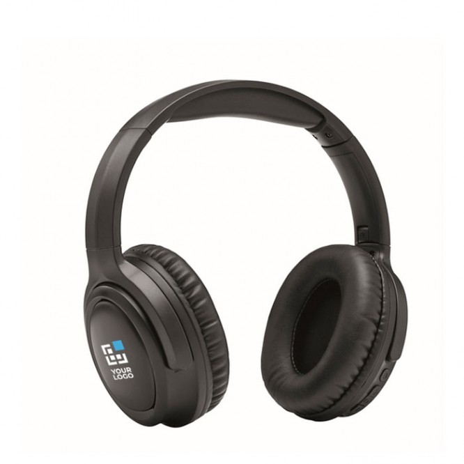 Auriculares inalámbricos plegables con manos libres y micrófono 17h color negro vista de impresión