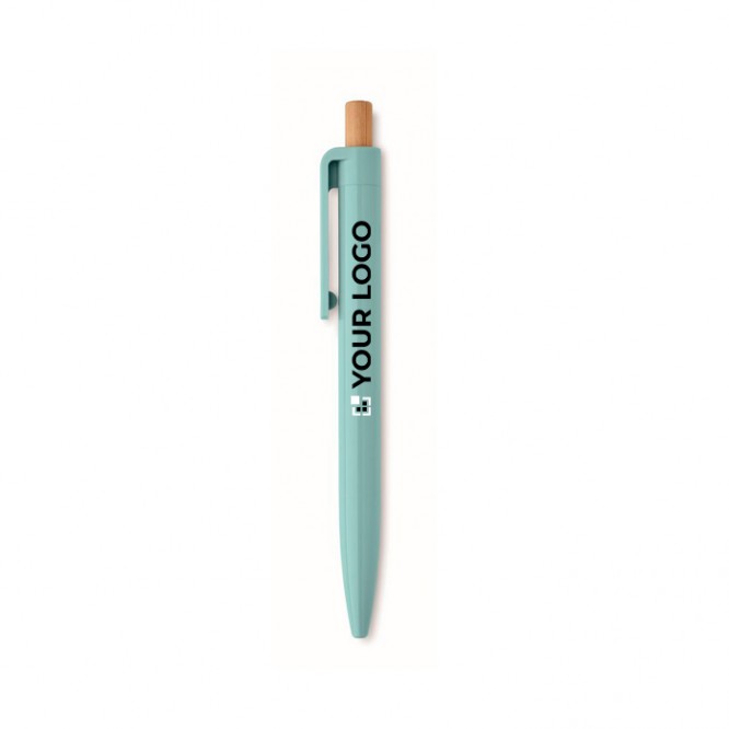 Bolígrafo monocromático con pulsador de bambú tinta azul