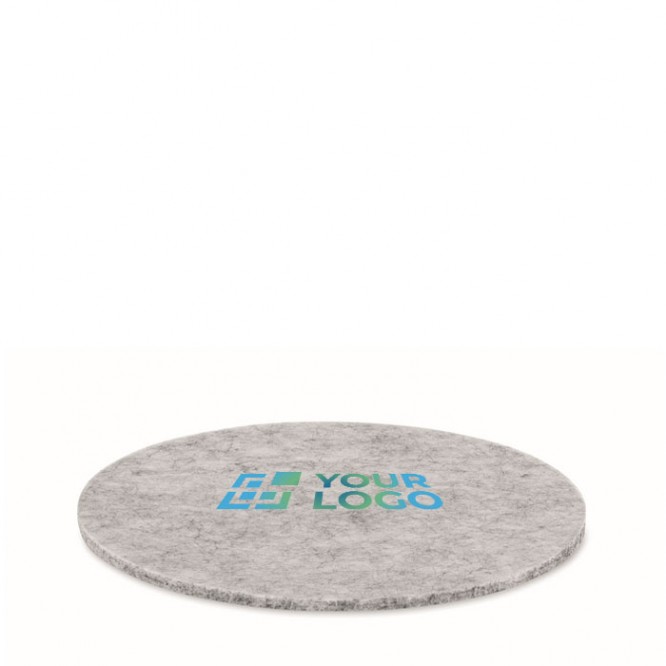 Posavasos en forma de circulo hecho de fieltro reciclado color gris vista de impresión