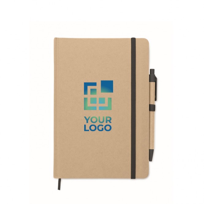 Libreta de cartón reciclado con bolígrafo de tinta azul A5