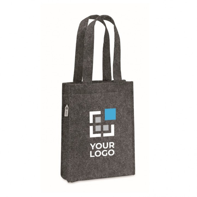 Bolsa pequeña de fieltro RPET con fuelle y asas cortas