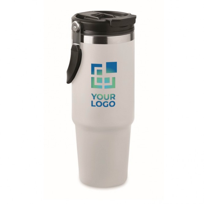 Vaso de doble pared con pajita, boquilla y asa de transporte 850ml