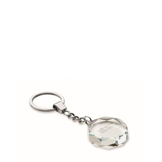 Llavero redondo con acabados geométricos de cristal para personalizar Llavero redondo con acabados geométricos de cristal para personalizar
