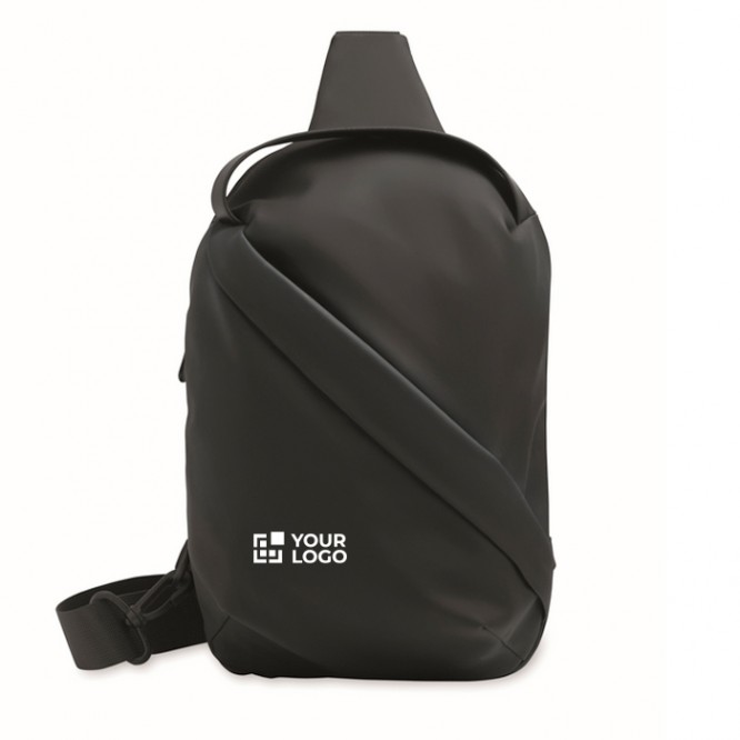 Elegante bandolera de cuero sintético negro de suave tacto