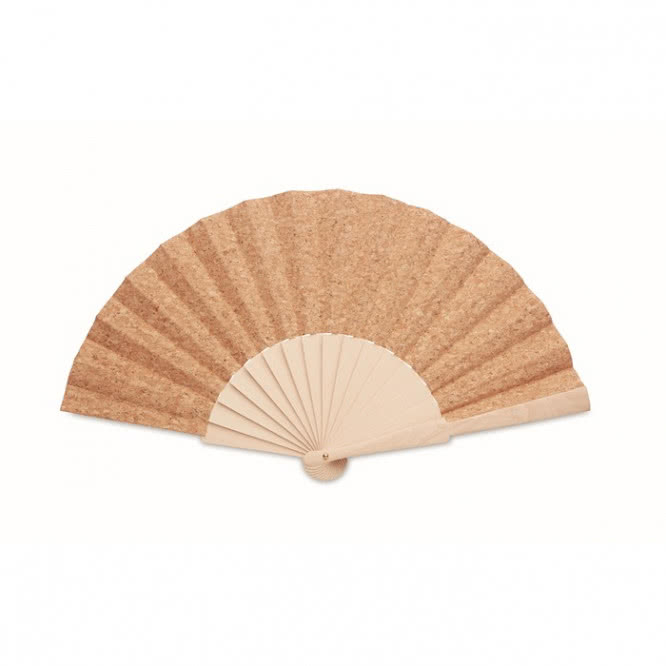 Abanico de madera personalizado con corcho