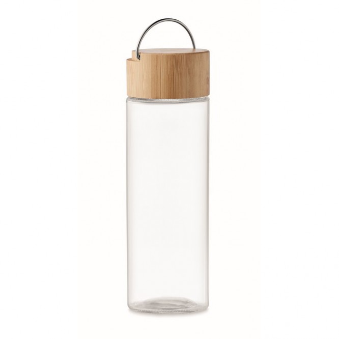 Botella de cristal con tapa de bambú