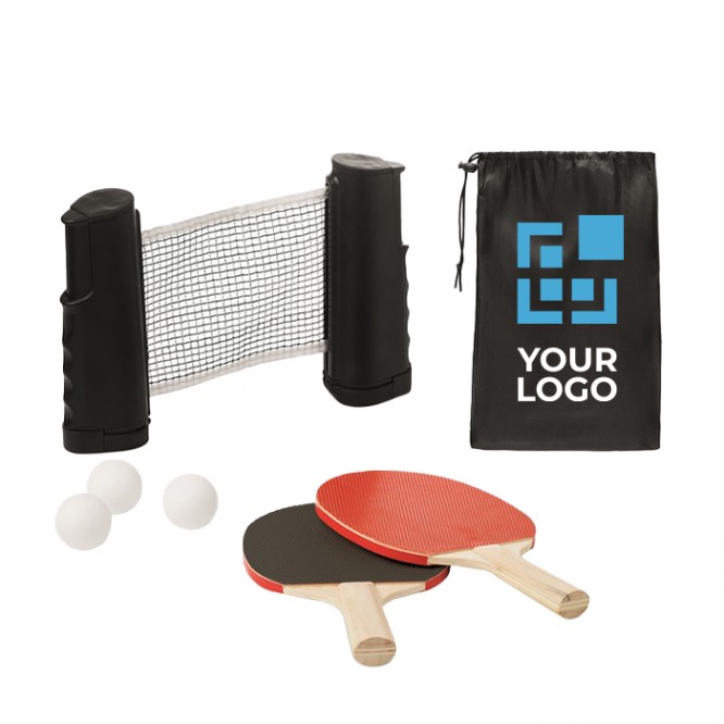 Kit de ping pong con red enrollable color negro