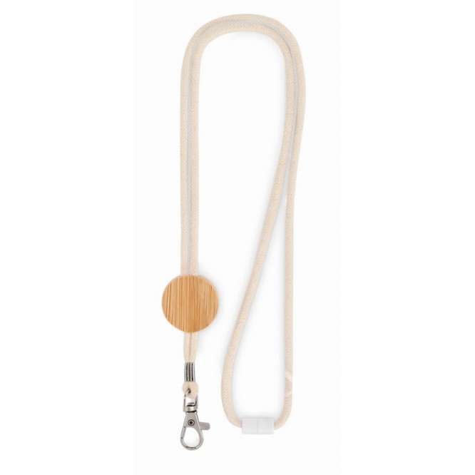 Lanyard de algodón con detalle de bambú