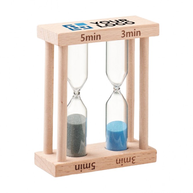 Reloj de arena de madera de dos tiempos