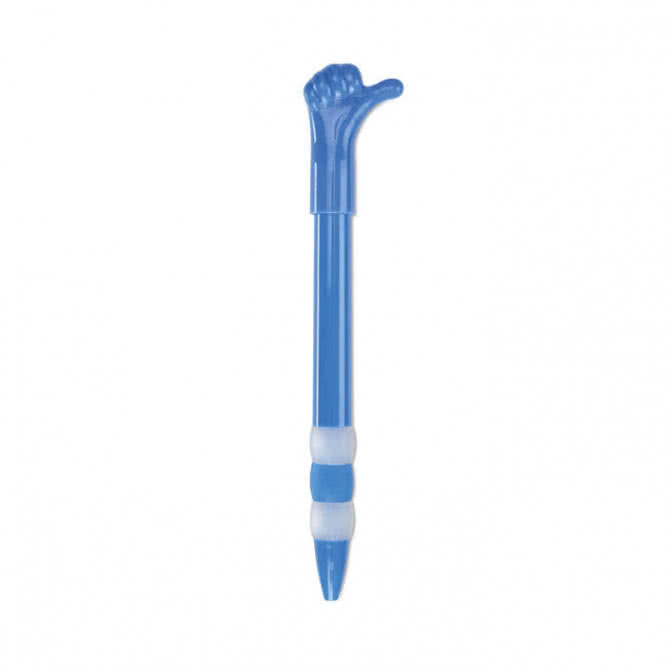 Bolígrafo publicitario con mano color Azul