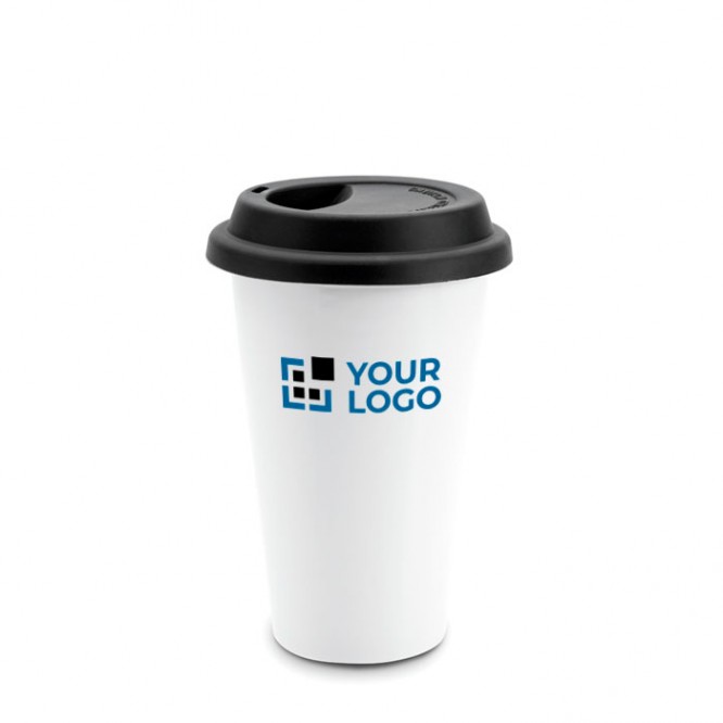 Taza personalizada con tapa de silicona color Negro