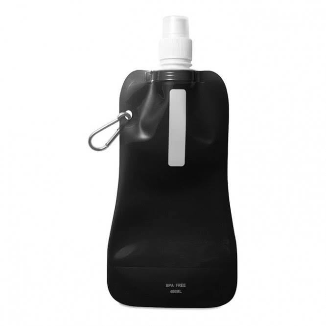 Botellas de agua publicitarias plegables 400ml color Negro