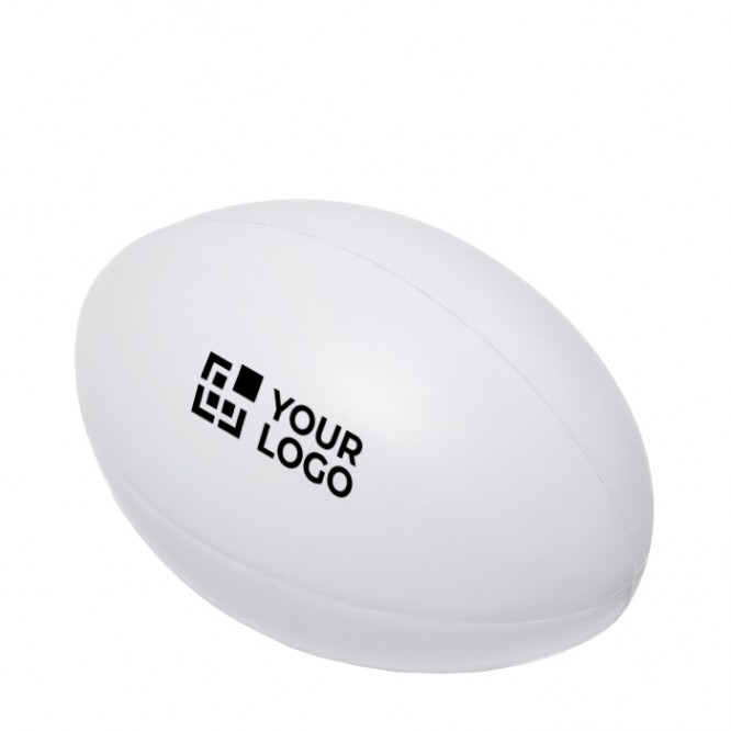 Pelota de rugby antiestrés para publicidad color Blanco