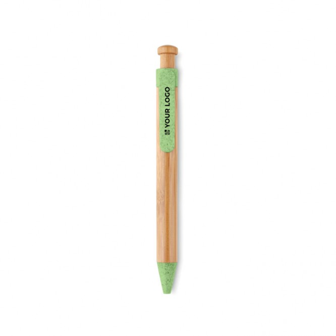 Bolígrafo de bambú con pulsador vista principal