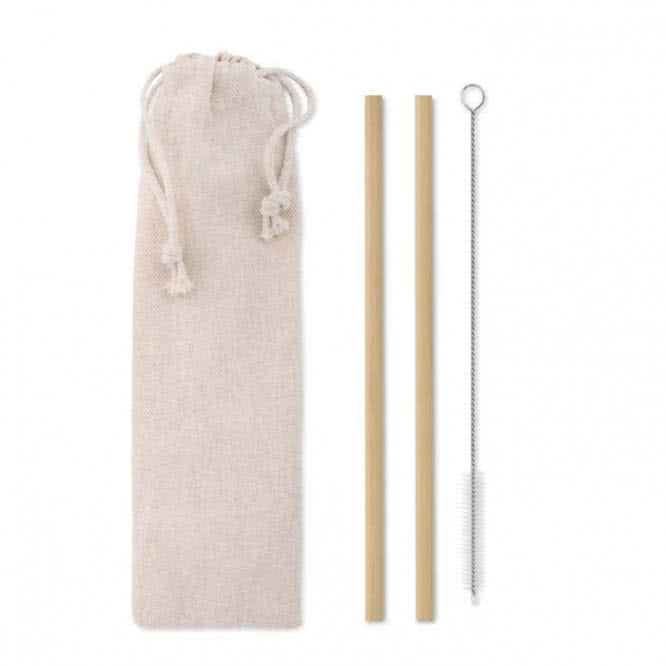 Set de 2 pajitas reutilizables de bambú