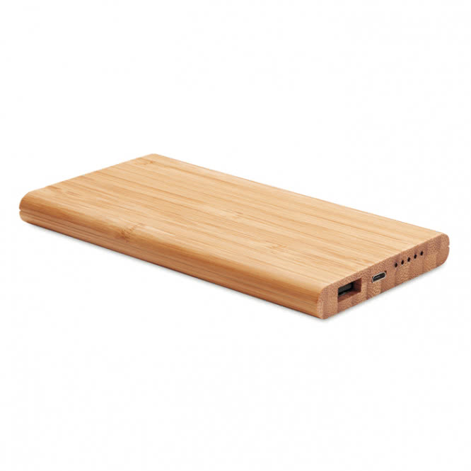 Power bank inalámbrico de bambú 6000mAh color madera
